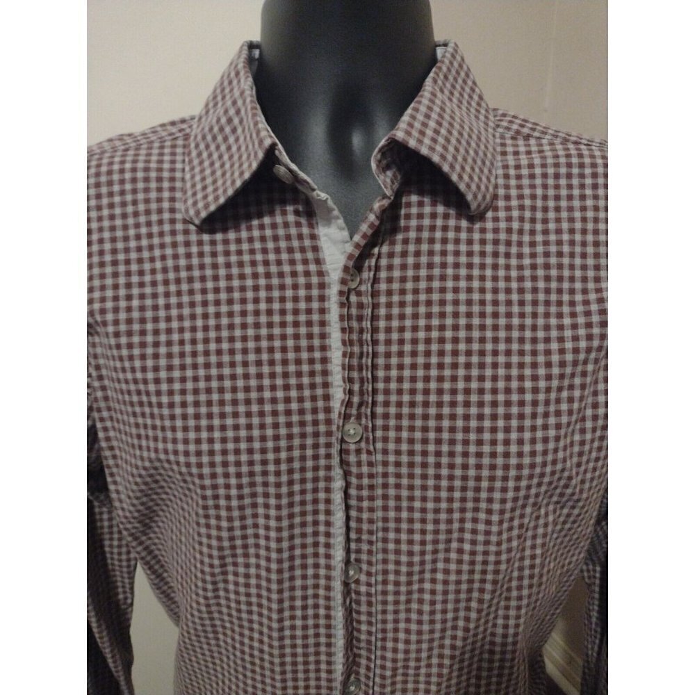 Hickey Freeman Shirt Men’s Large L Cotton Button Down Long Sleeve Red Gray - Picture 2 of 12